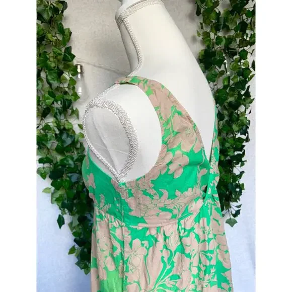 Old Navy Made in Indonesia Floral Green and Tan Mini Dress Women’s Size Small - Picture 8 of 9